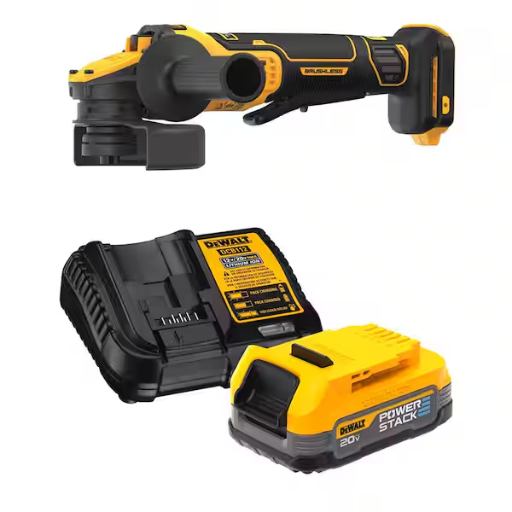 DeWalt 20V MAX Cordless Brushless 4.5-5" Angle Grinder with POWERSTACK 1.7 Ah Battery