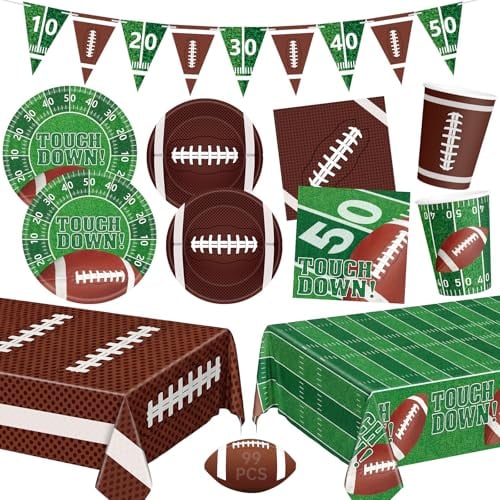 Football Party Supplies Set 99-Piece