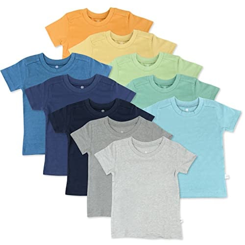 (Prime Deal) HonestBaby 10-Pack Short Sleeve T-Shirts 100% Organic Cotton 18 Months