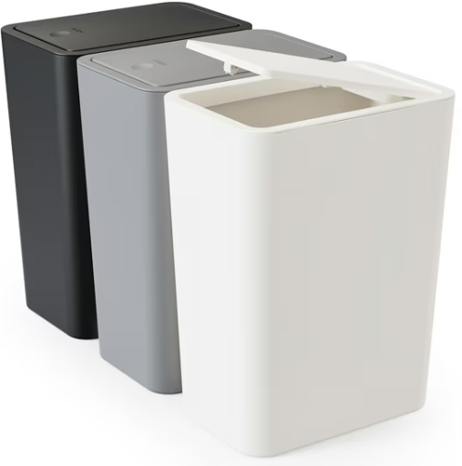 TINANA Small Trash Can with Lid, 3 Pack 10L (White Black Gray)