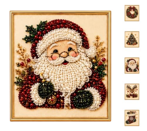 DIY Christmas Pearl Art Kit for Adults, Diamond Painting Beaded Craft Kit