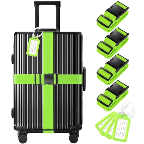 8-Piece Gostwo Heavy Duty TSA Approved Luggage Straps & Tags (4 Straps + 4 Tags)