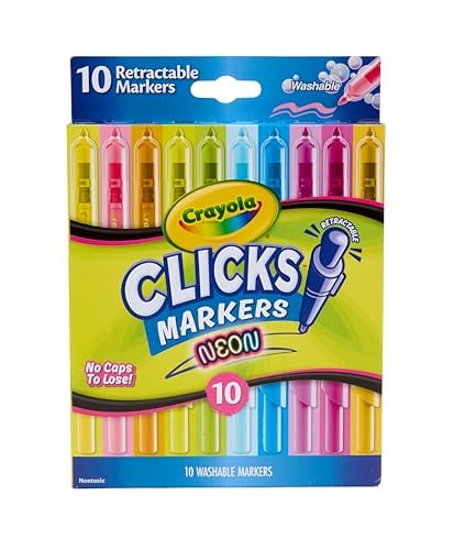 Crayola Clicks Retractable Tip Neon Washable Markers 10ct