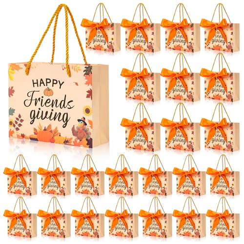 Friendsgiving Orange Gift Bags 25-Count