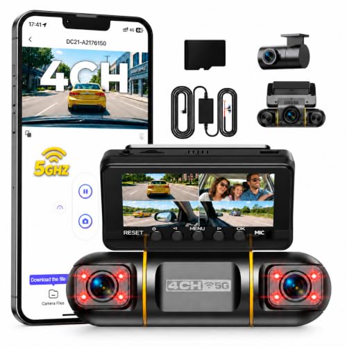 LAMTTO DC21 4-Channel 1080P Dash Cam with 128GB Card