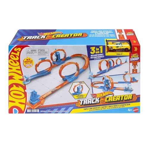 Hot Wheels Toy Car Track Set, Triple Loop Pack & 1:64 Scale Vehicle Deal