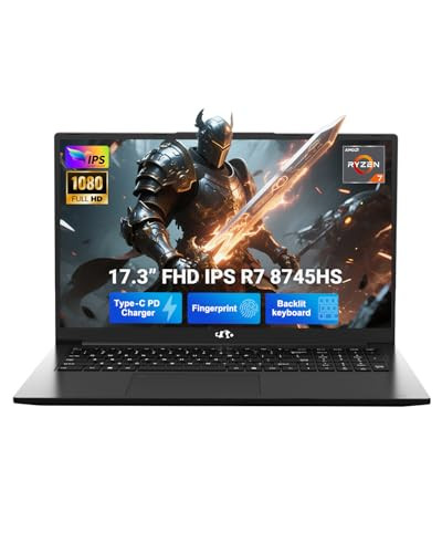 NIMO 17.3" FHD Laptop Ryzen 7 8745HS, Radeon 780M GPU, 16GB DDR5, 512GB SSD