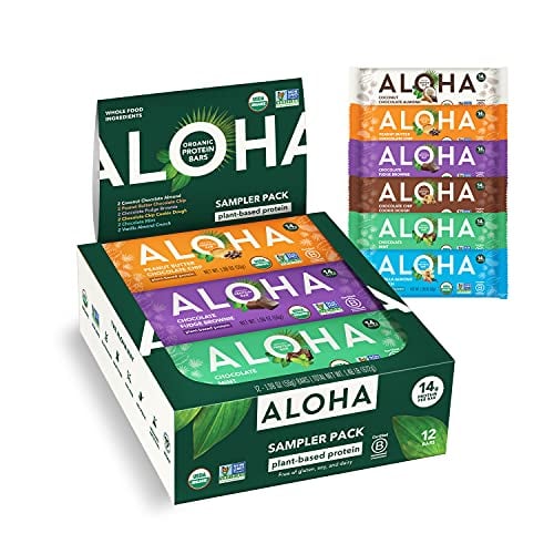 ALOHA Organic Plant Based Protein Bars 6 Flavor Pack 12 Count Deal