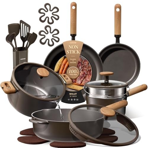 CAROTE 21-Piece Non-Stick Pots and Pans Set with Strainer Lid Deal
