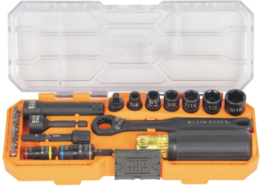 Klein Tools 21-Piece KNECT Impact Pass Through & Flip Socket Starter Set w/ Adapters & Bits