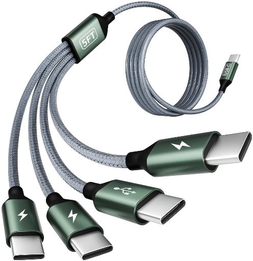 5' 4-in-1 USB-C Charging Cable with 4 Type-C Connectors