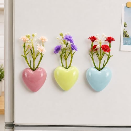 Goodeco 3-Pc Mini Ceramic Heart Fridge Magnet Vases Deal