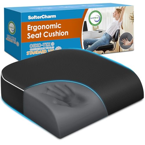SofterCharm Large Memory Foam Office Chair Seat Cushion