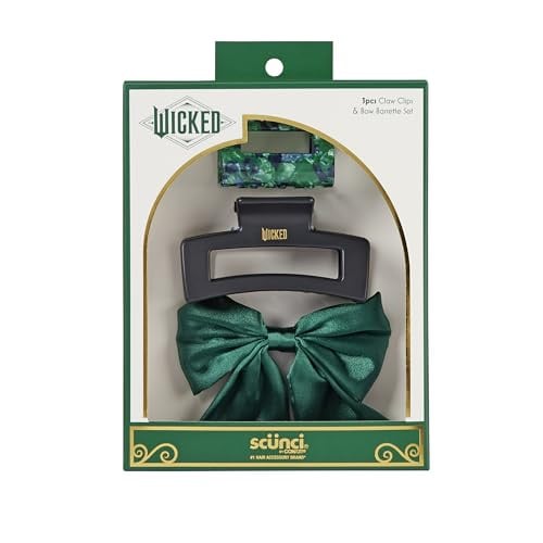 Scunci by Conair Wicked Claw Clip & Bow Barrette 3-Piece Set