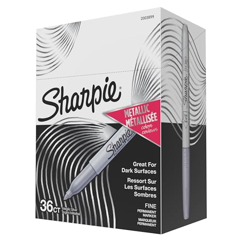 Sharpie Metallic Permanent Markers, Fine Point, Metallic Silver 36-Count