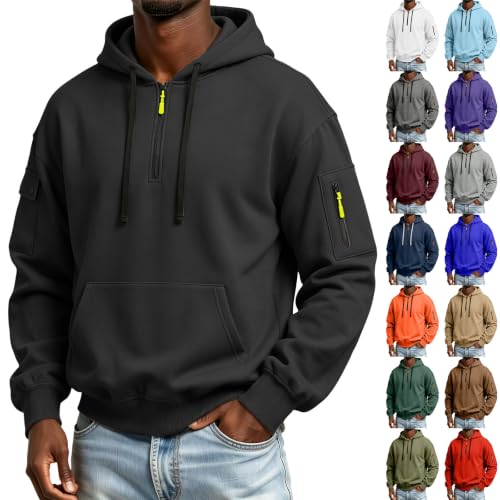 Big and Tall Hoodies for Men Quarter Zip Pullover Hooded Sweatshirt Deal