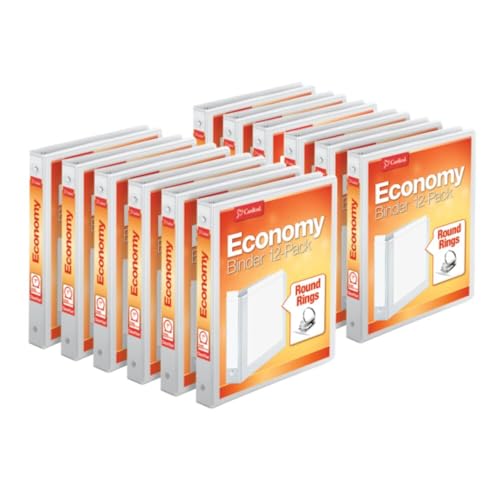 Cardinal 1 Inch 3 Ring Binders, White, 12 Pack