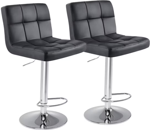 edx Swivel Bar Stools w/ PU Leather 2-Pack Deal