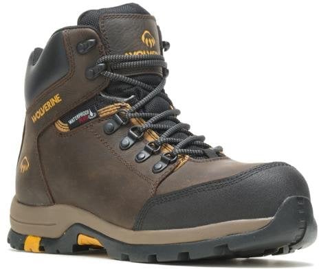 Wolverine Men's Work Hiker Mid Waterproof Boots (Dark Coffee, Soft or Steel Toe) Deal