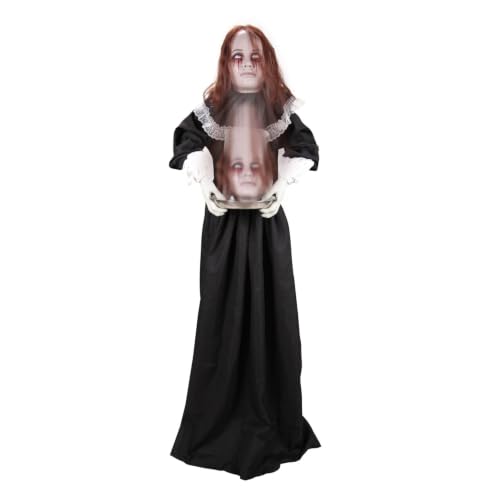 Haunted Hill Farm 5.3-Ft. Creepy Lady Holding Plate Halloween Animatronic Deal