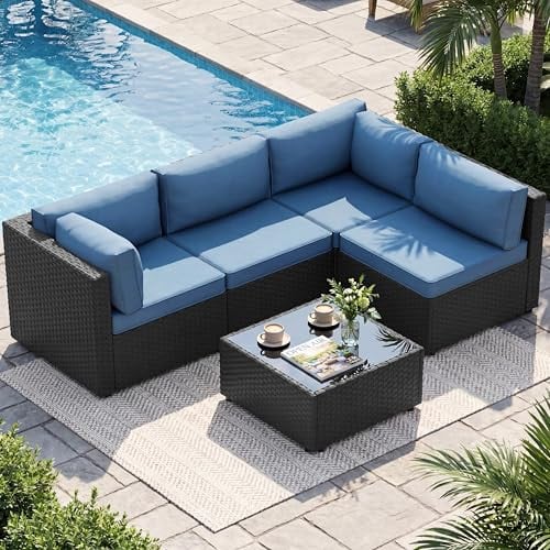 Outdoor Patio Furniture Sectional Conversation Set with Washable Cushions Deal