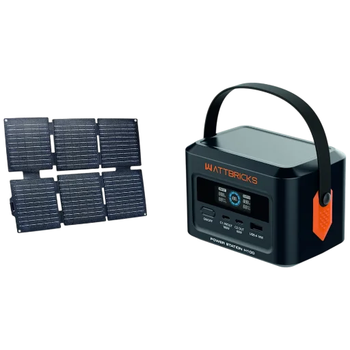 Wattbricks H100 99.2Whr Power Station + 30W Solar Panel