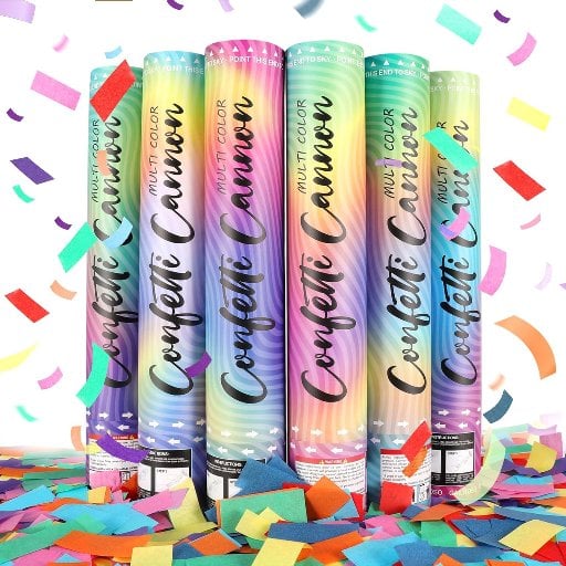 Biodegradeable Multi Colored Confetti Cannons 6-Pack Deal
