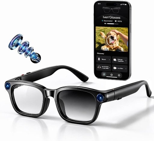 AI Smart Camera Glasses with 8MP 1200P Video Recording and 139-Language Translator Deal