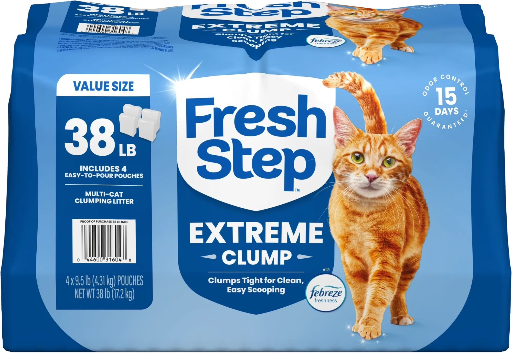 Fresh Step Extreme Clump Multi-Cat Clumping Cat Litter, Febreze Freshness Scent, 38 lb Deal
