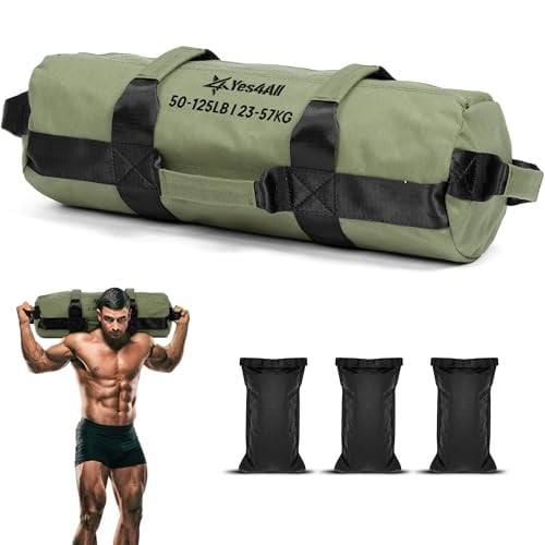 Yes4All Sandbags for Working Out, Unfilled Adjustable Sand Bags for Weight Training with Handles, 50-125 lbs Deal