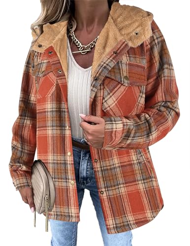 Zeagoo Flannel Plaid Fleece Lined Hooded Shacket Deal