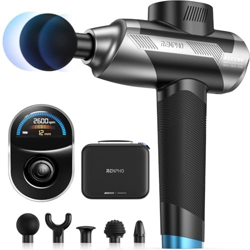RENPHO 5-Speed Adjustable Amplitude Massage Gun with 5 Attachments