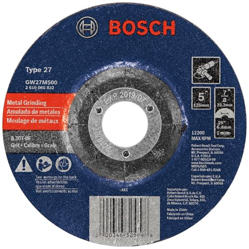 BOSCH GW27M500-10 5 in. 1/4 in. 7/8-11 in. Arbor Type 27 30 Grit Grinding Abrasive Wheel 10-Pack