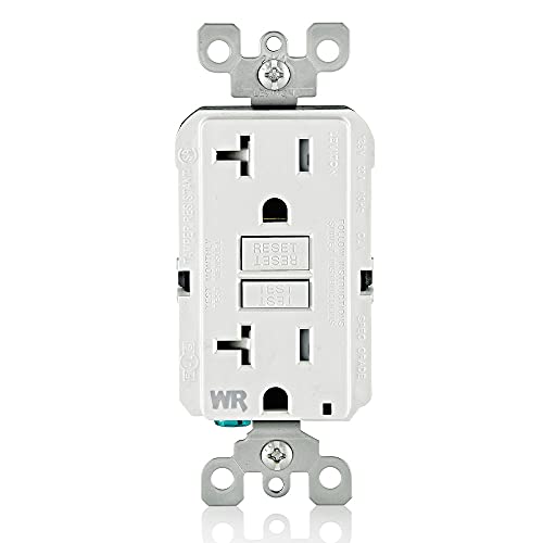 Leviton Slim 20A GFCI Weather & Tamper-Resistant Outlet (GFWT2-W, White)