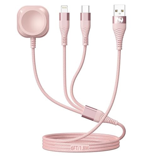Apple Watch Charger Multi Charging Cable 6FT Nylon Braided USB AM Port to Lightning Type C Deal