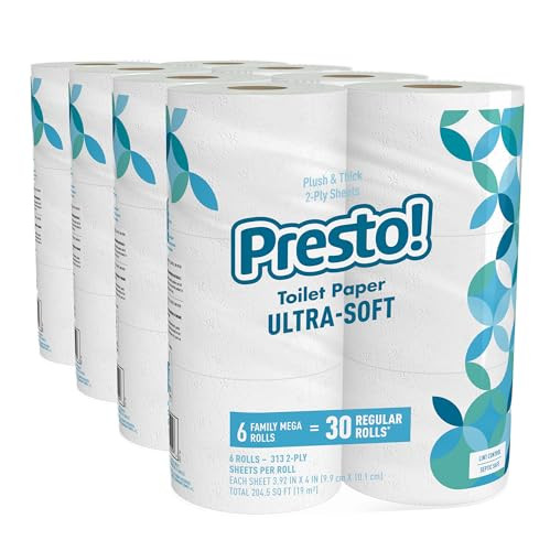 Amazon Brand - Presto! Ultra-Soft Toilet Paper, 4 Packs of 6