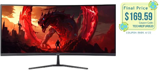 Certified - Refurbished Acer Nitro ED340CUR X 34" 3440x1440 200Hz Curved Monitor