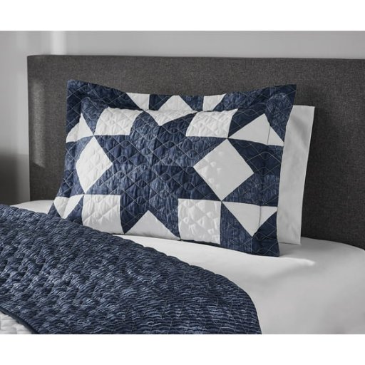 Mainstays Classic Geometric Blue Pillow Sham 2 Pack, Standard/Queen Size