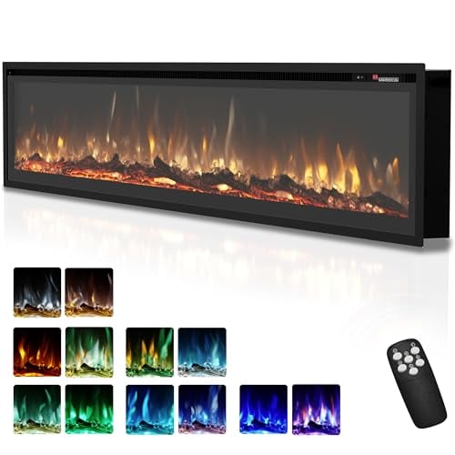 EUHOMY 73 Inch Electric Fireplace Recessed Wall Mounted Freestanding Deal
