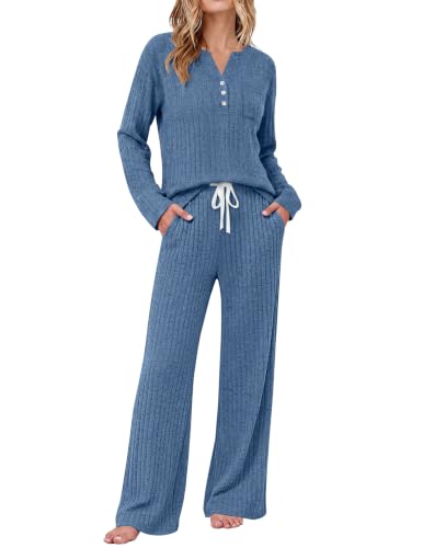 Ekouaer Long Sleeve Knit Ribbed Lounge Set Deal