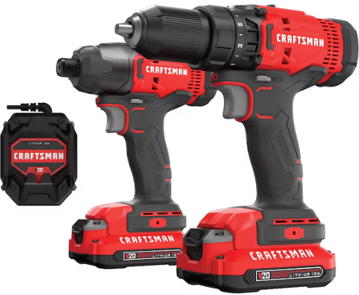Craftsman V20 20V Max 2-Tool Driver/Drill Combo Kit w/ 2 1 mAh Batteries