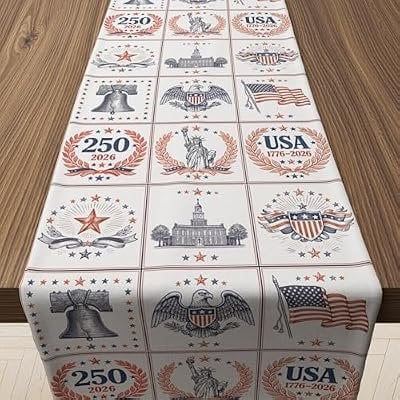 Patriotic USA Stars Floral Table Runner Deal