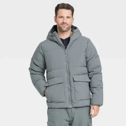 All In Motion Men Winter Hooded Wind-Resistant Heavyweight Puffer Jacket Deal
