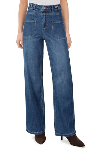 Arach&Cloz Women's Stretchy Denim High Waisted Wide Leg Jeans