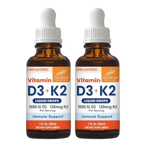 Sandhu's Vitamin D3 K2 Drops for Adults 1 Fl Oz (Pack of 2) Deal
