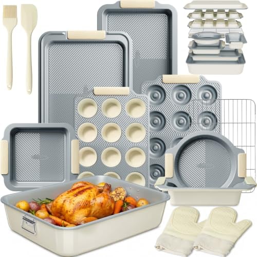 Kikcoin Stackable Nonstick Carbon Steel Bakeware Set 25-Piece Deal