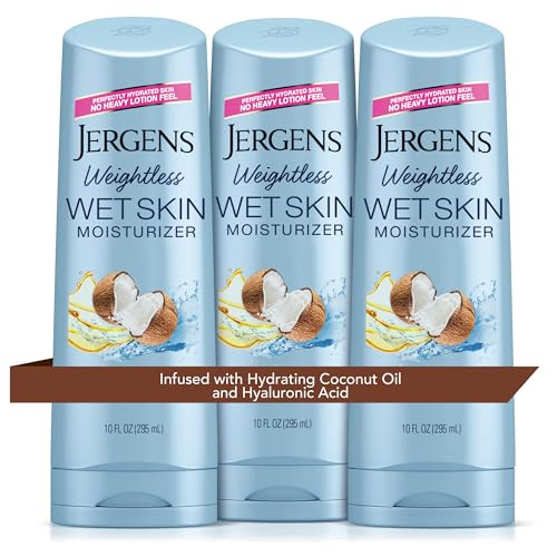 3 Pack of 10 Oz. Jergens Weightless Wet Skin Body Moisturizer W/Coconut Oil