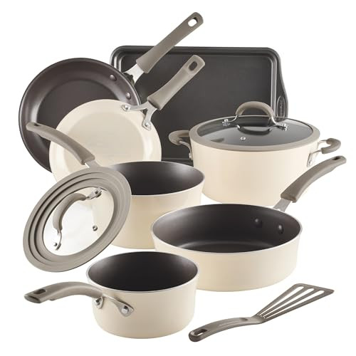 Rachael Ray Cook Pots and Pans Set, 10 Piece - Almond