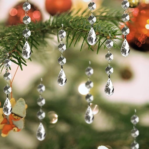 Clear Acrylic Hanging Crystal Christmas Ornaments (30-Piece) Deal