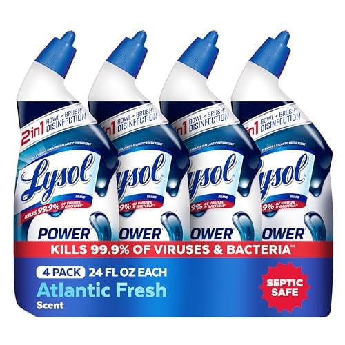 Lysol Toilet Bowl Cleaner, Max Strength Bathroom Cleaning Supplies, Clinging Gel 4-Count Deal